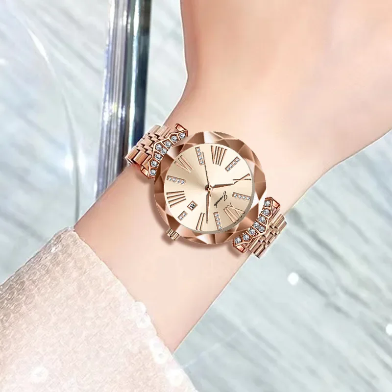 Luxurious Women Watches High-Grade Fashion Girls Quartz Wristwatches Simple Waterproof Diamond Steel Strip Girls Gift Relogio