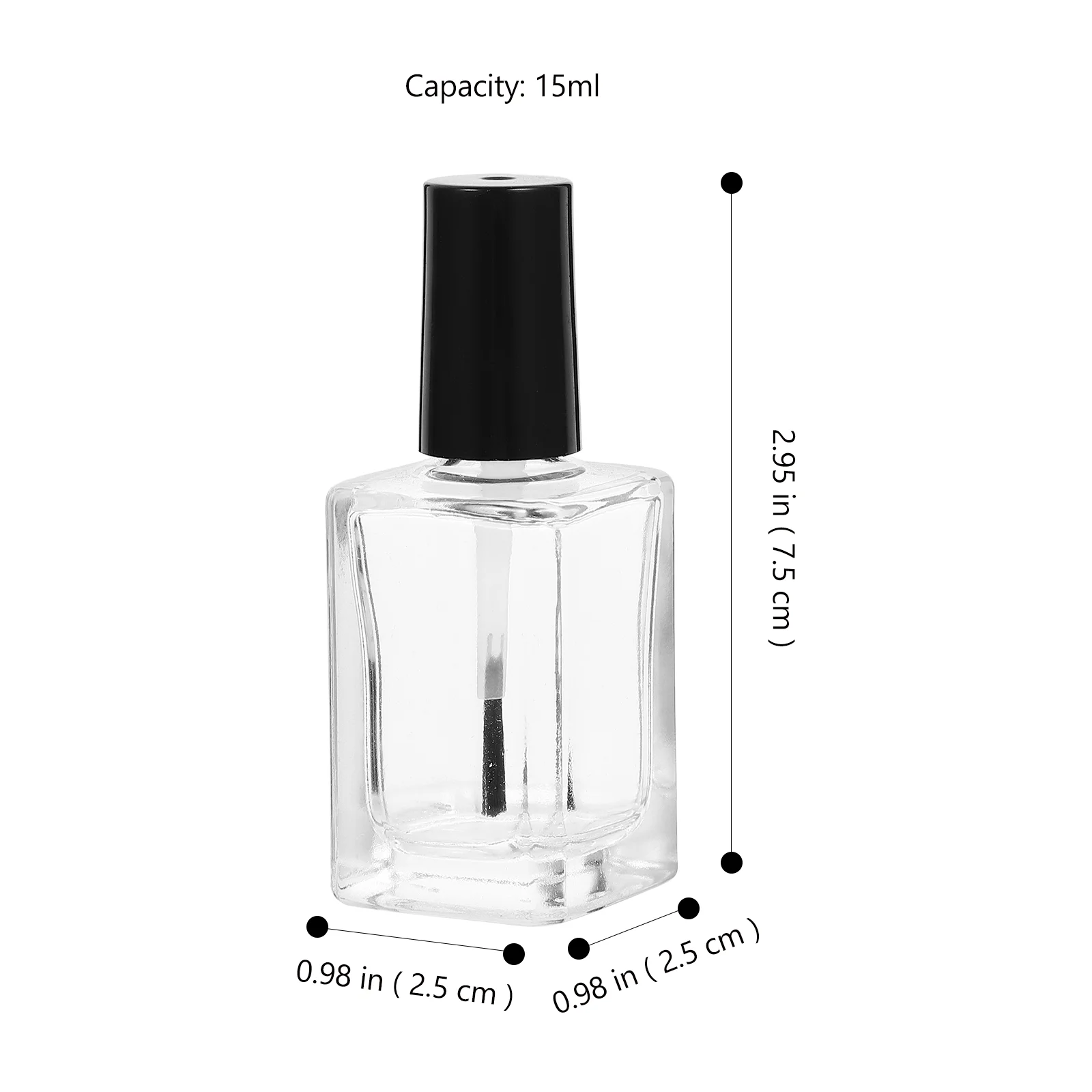 

15pcs Nail Polish Bottle Transparent Glass Bottlewith Brush Black