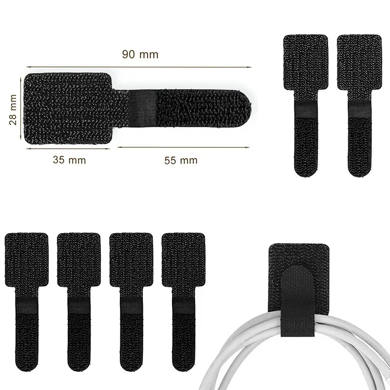 Adhesive Cable Management Straps Reusable