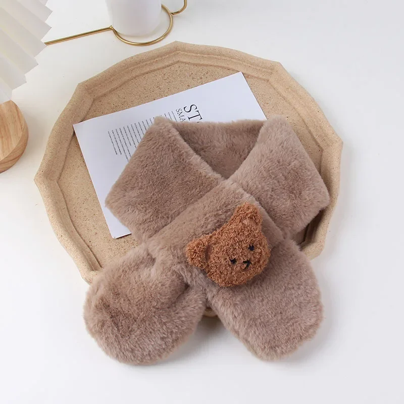 Lovely Cartoon Bear Pattern Baby Scarfs for Boys and Girls, Autumn Winter Warm Scarf
