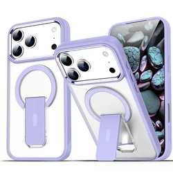 Luxury Magnetic Folding Stand Phone Case with Matte Finish and Air Bumper Protection - iPhone 15 Plus (Light Purple)