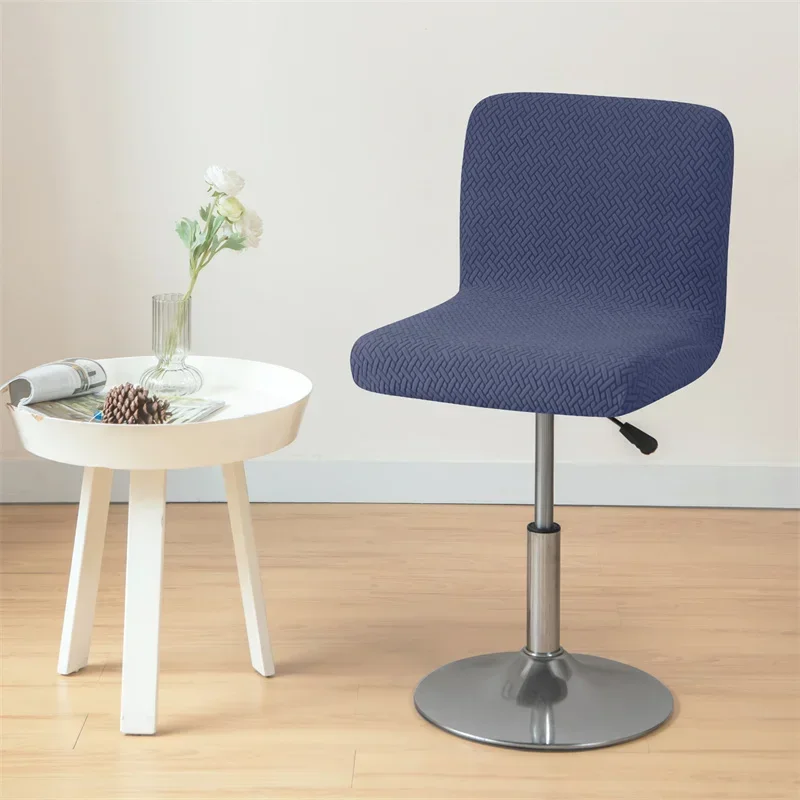 Soild Color Bar Stool Chair Cover Stretch Spandex Office Chair Slipcovers Jacquard Short Back Chair Covers Dining Room Kitchen