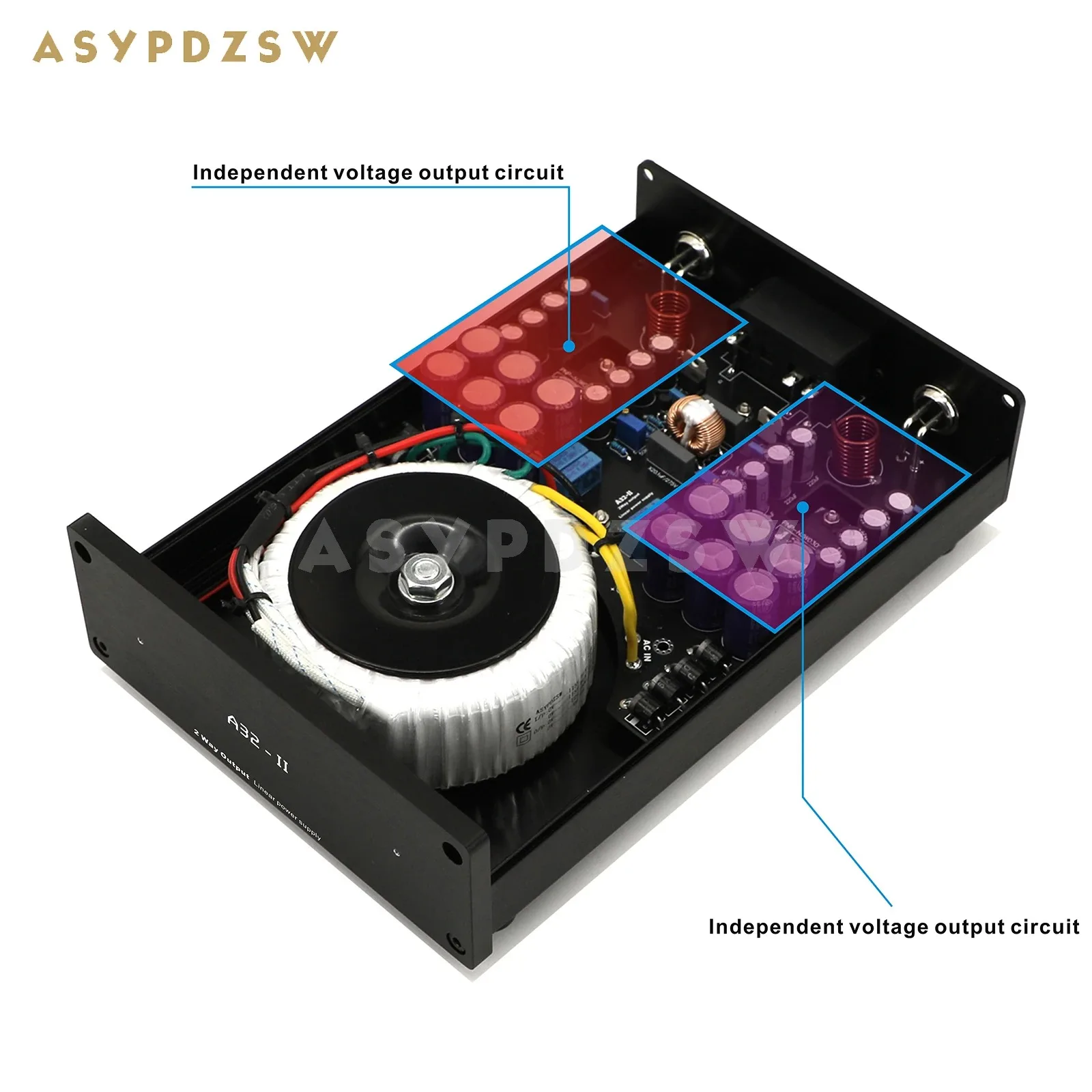 A32-II 50W+50W HIFI Ultra-low noise Linear power supply DC 5V/9V/12V/15V/18V/19V/24V LPS 3