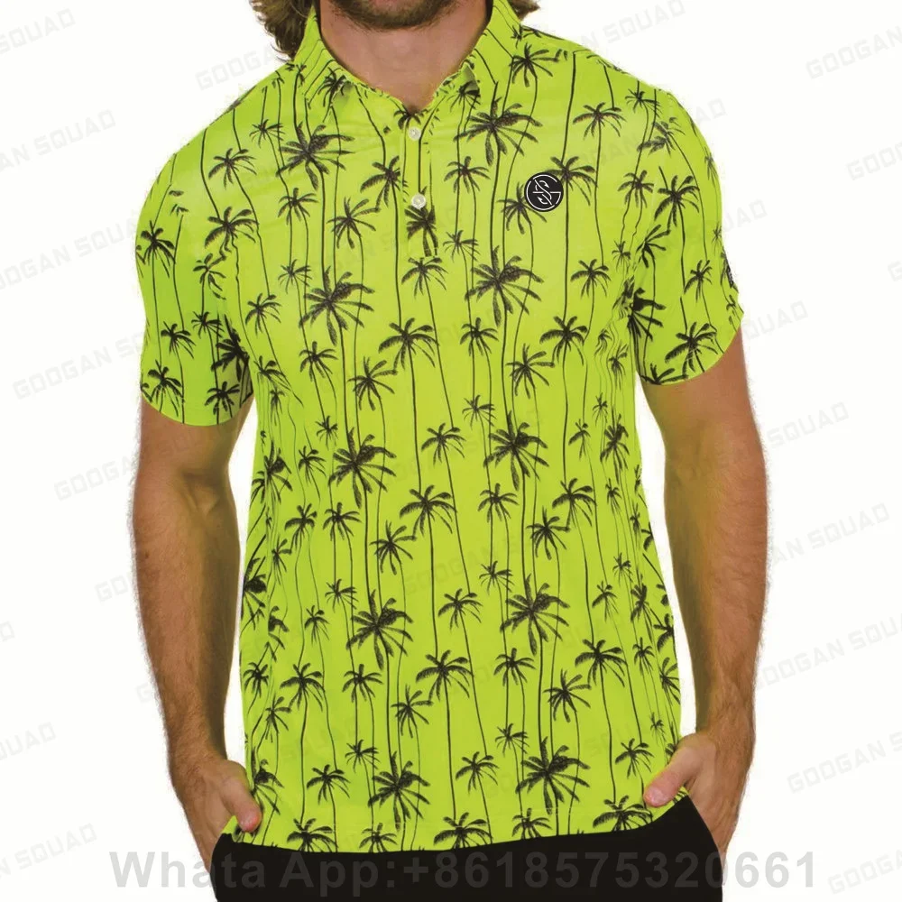 

New Summer Men Golf Polo Shirts Lapel Casual Print Fashion Tops Short Sleeve Button Quick Dry Breathable Polo Shirt Clothing