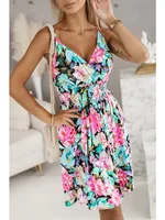 New Fashion Women's  Summer Wrap Pleated Dresses Ladies Floral Print Sexy Spaghetti Strap Sling DressBeach Dress A Line Sundress - Image 2