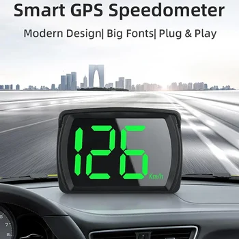 HUD per auto universale Head Up Display GPS Hud Tachimetro digitale Misuratore di velocità a caratteri grandi KMH per tutte le parti di automobili Plug and Play dei camion