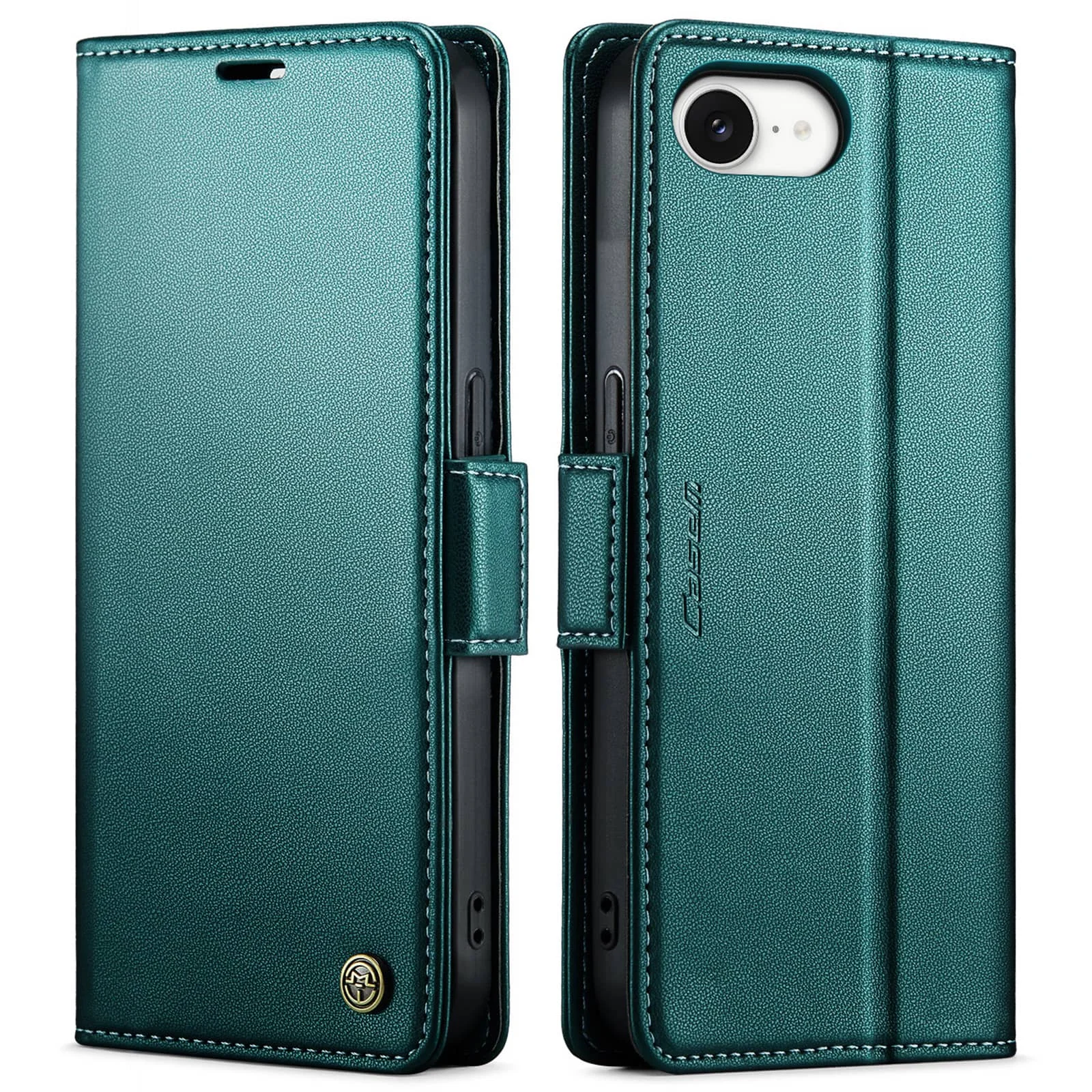 Leather Wallet Case with Card Holder & RFID Blocking, Shockproof Design with Magnetic Clasp and Kickstand
