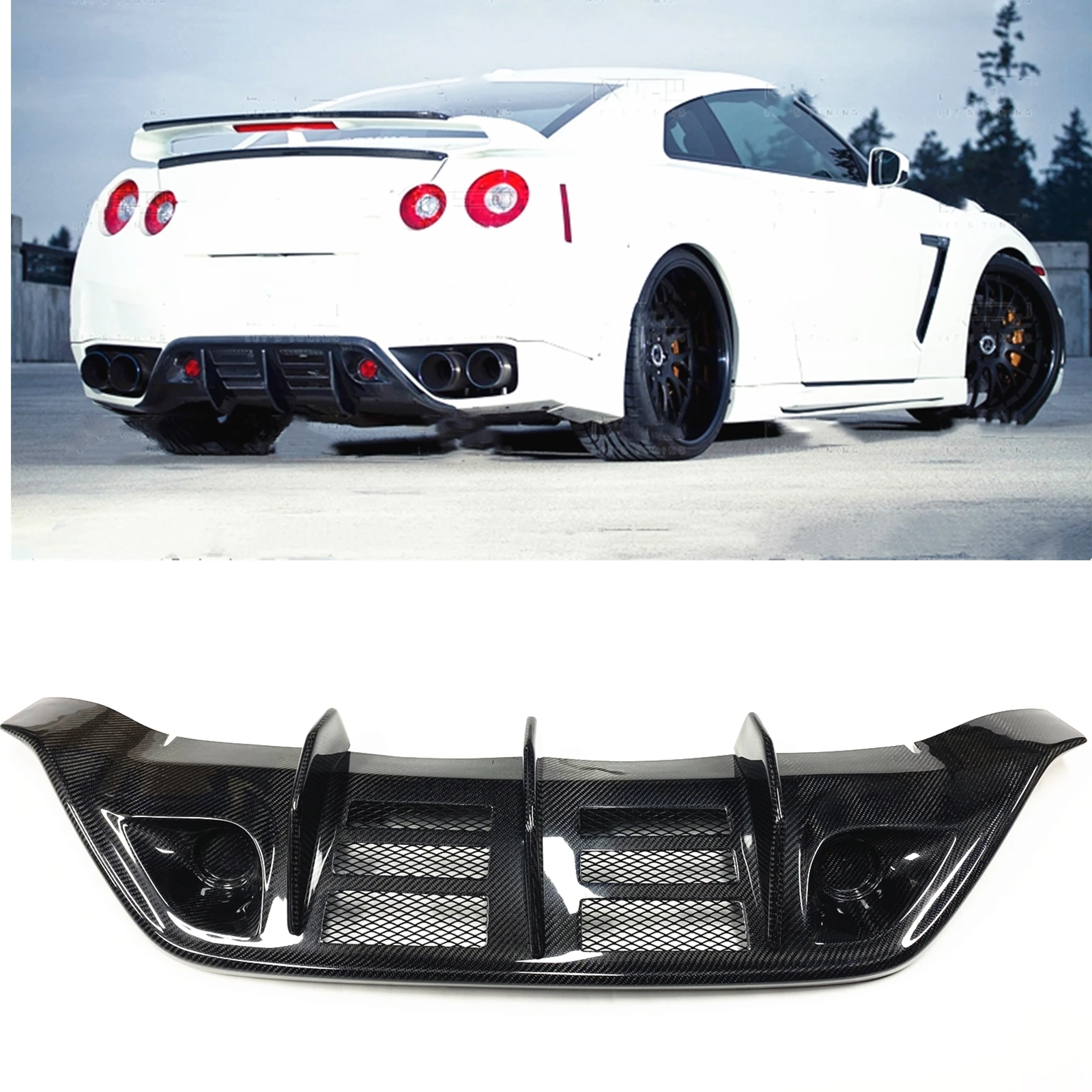 

Carbon Fiber Rear Bumper Diffuser Lip Spoiler Splitter Auto Accessories For Nissan Skyline GTR GT-R R35 2008 2009 2010 2011