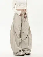 Casual Chic Sweatpant Retro Matching Oversize Women's Wide Leg Pant Low Waist Drawstring Lady Cargo Pants Y2K Hip Hop Streetwear - Image 3