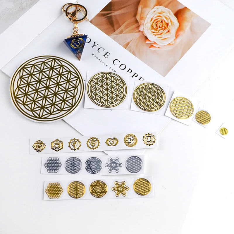 

Геометрические медные оргонитовые наклейки, материал энергетической башни, цветок, жизнь, дерево, чакры, наклейки для эпоксидной смолы, скрапбукинг, рукоделие