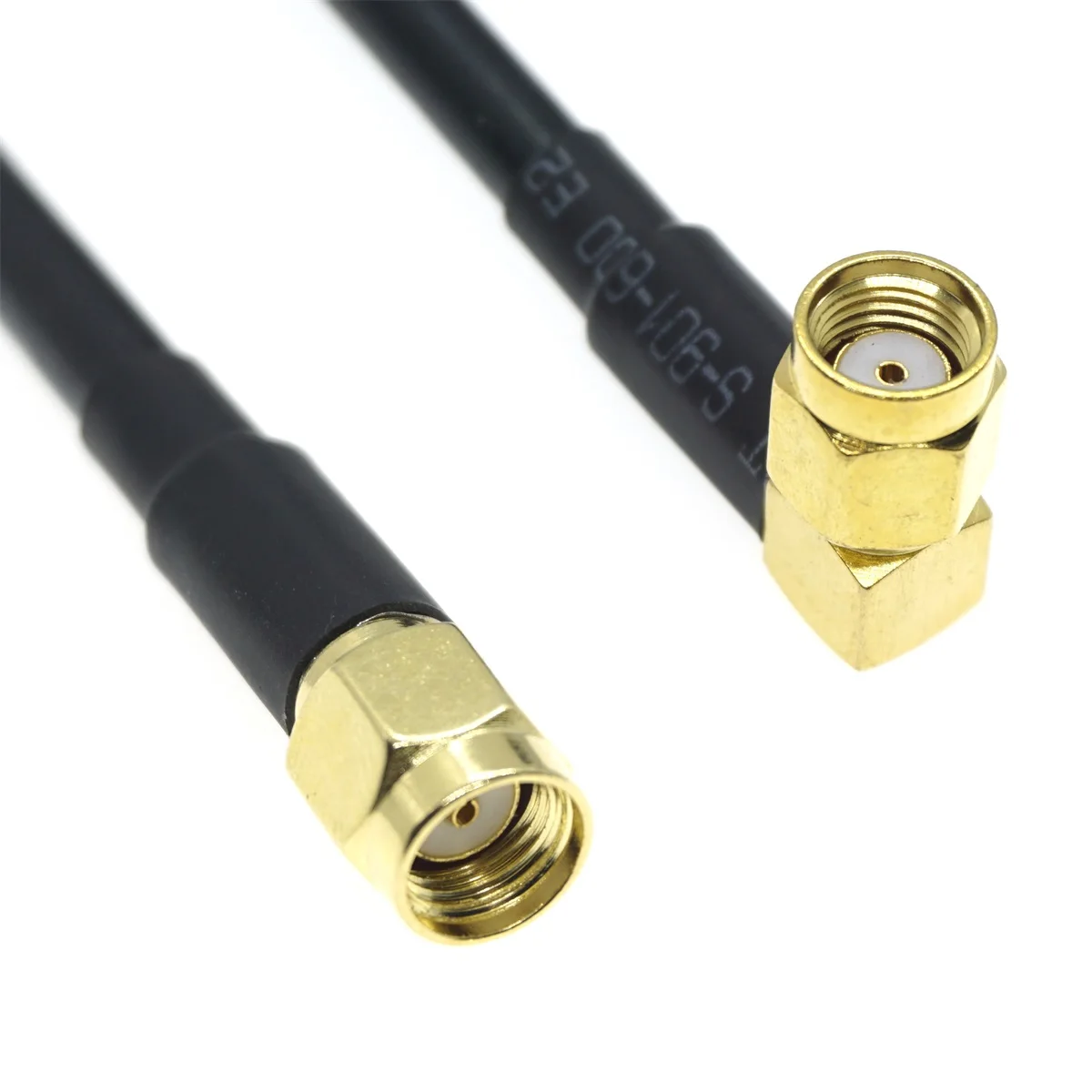 

30cm 50cm 75cm 100cm 1M 2M 3M RP-SMA male to RP-SMA male Right Angle RG58 RF Coaxial Cable Low Loss for Antenn Wifi Brass 50ohm