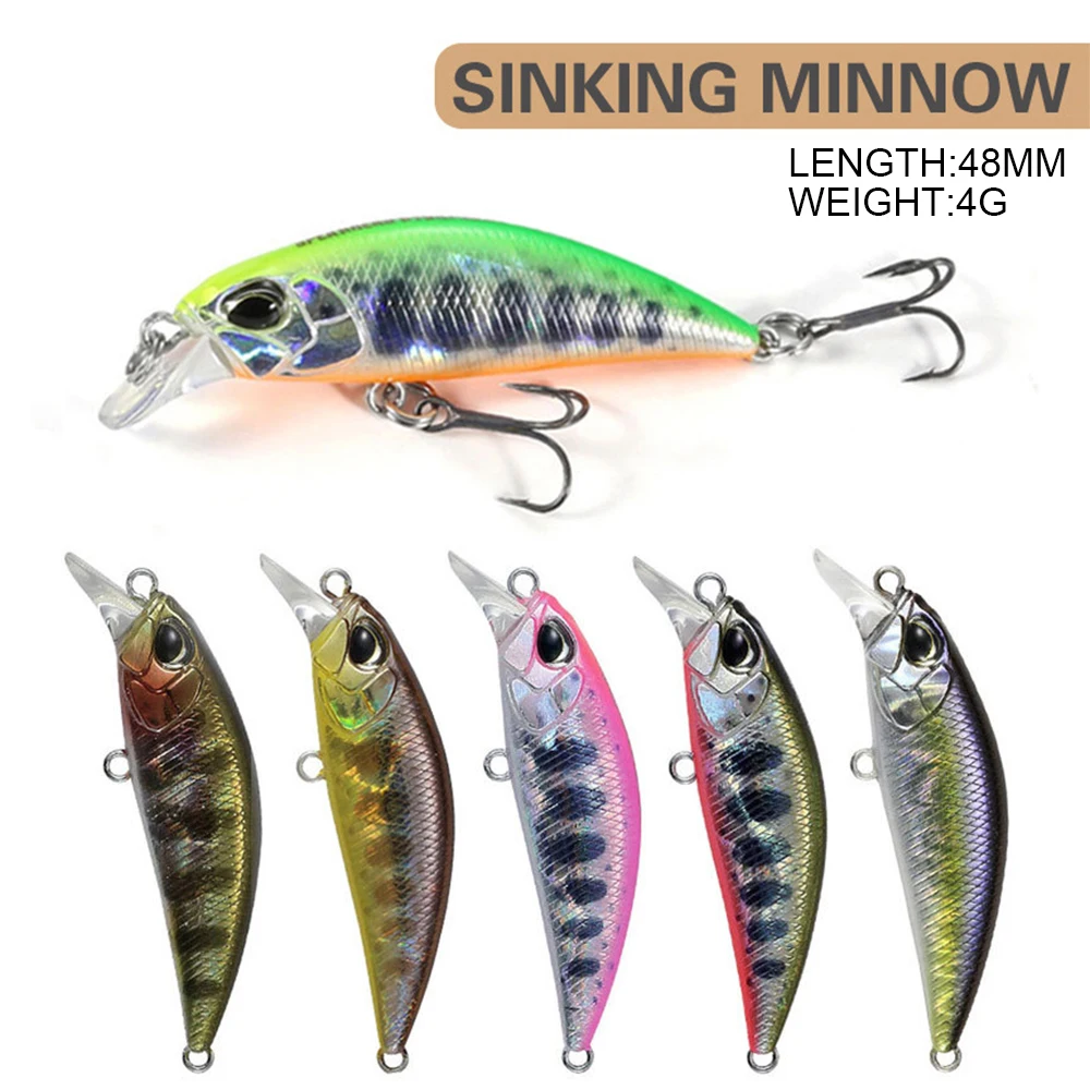 

4.8cm 4g Fishing Lure Micro Minnow Wobbler RYUKI Sinking Artificial Hard Bait Jerkbait Small Size Stream Decoy Trout Bass Bait