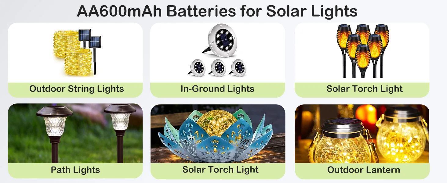 1.2v 600mAh rechargeable NiMH AA batteries