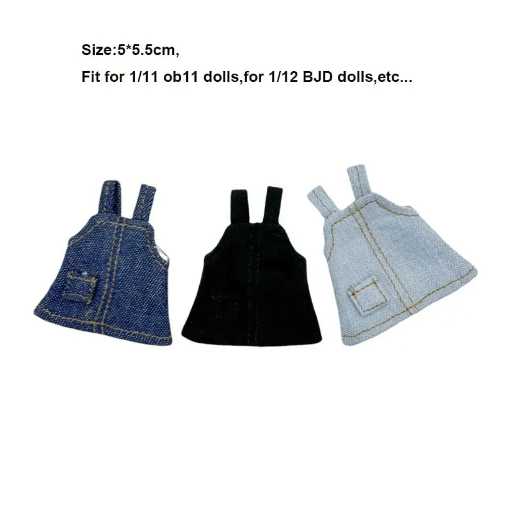 New Handmade Jeans Dresses Fashion 3 Colors Dolls Outfits Denim Camisole Skirt Dolls Tops for 1/11 OB11 Dolls/for 1/12 BJD