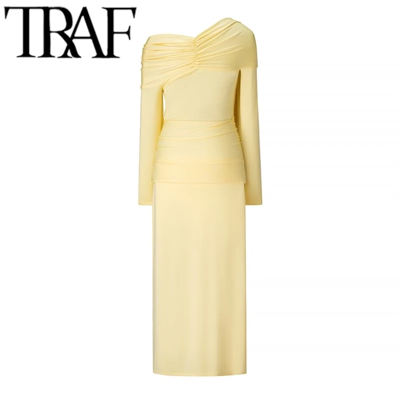 فستان نسائي محبوك على الموضة من TRAF 2025 فستان كا...
