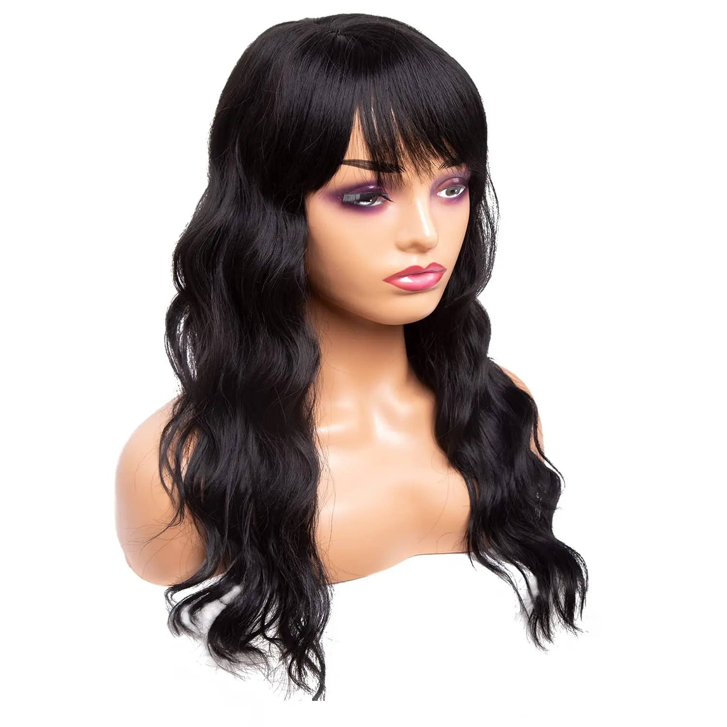 Synthetic Long Natural Wave Wigs for Women Black Brown Ombre Blonde Wig With Bangs Bob Hair wigs Peruca Cosplay and Party wig synthetic blonde wig with bangs short none lace front wig for women middle parting daily cosplay party heat resistant bang wig