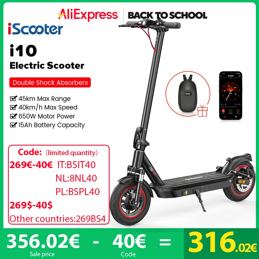 ISCOOTER i10 - Trottinette électrique 650W 48V 15AH