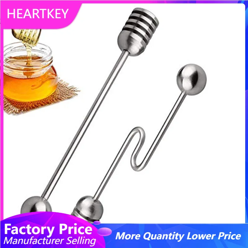 

2PCS/SET Honey Stick Stainless Steel Honey Stir Bar Mixing Stick Honey Spoon Jar Jam Supplies Honey Tools Kitchen Accessories