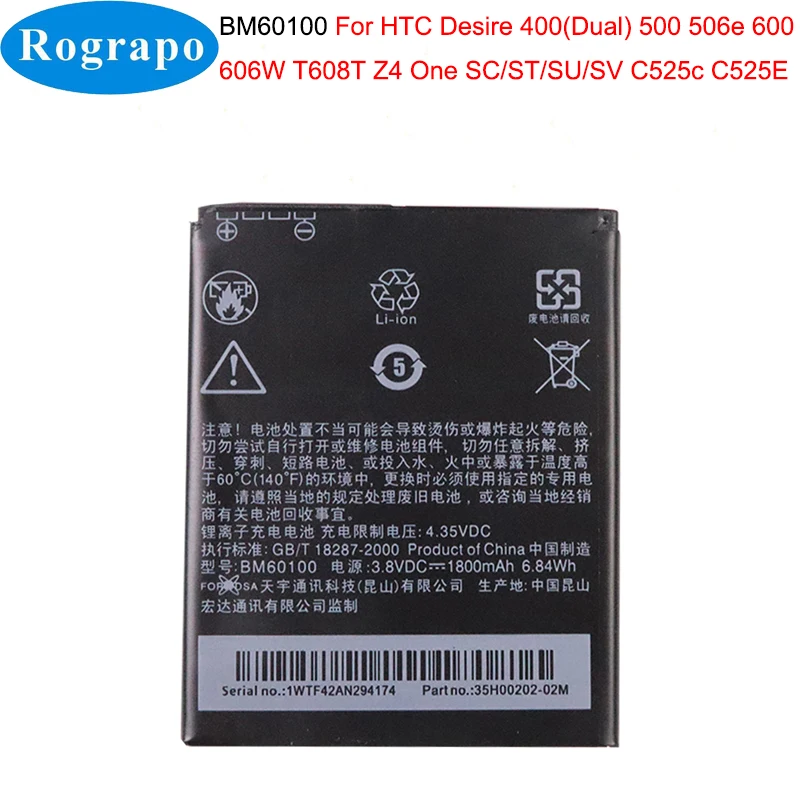 C520e Desire 500 Originale Batterie HTC BA-S890 35H00202-35H00201 
