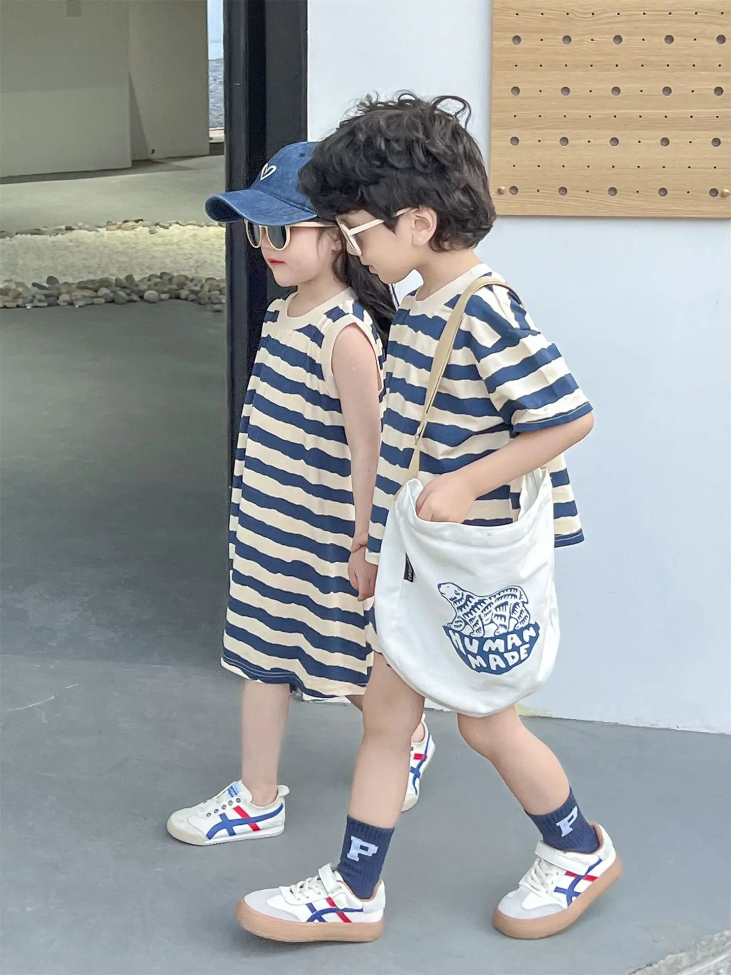 1pcs Summer Chldren Boy Stripe Short Sleeve Tops+Shorts Set Girl Sleeveless Vest Skirt Kids Toddler Fashion Leisure Clothes Set