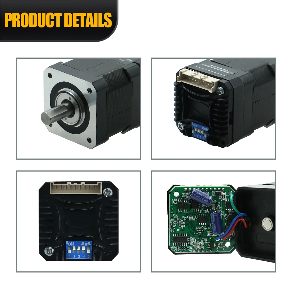 Nema 17 폐쇄 루프 통합 모터 0.45Nm 0.6Nm 0.8Nm 직경 8mm 42 플랜지 하이브리드 통합 서보 모터(CNC용 드라이브 포함)