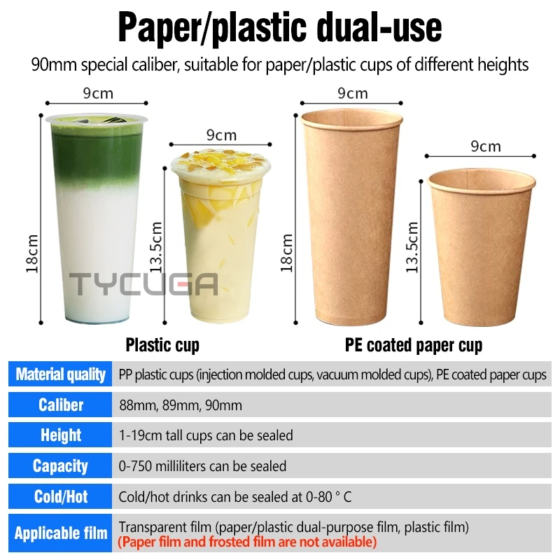 Description Picture 4 of itemCup Sealing Machine Juice/MilkTea/Coffee/Bubble Tea Shop Sealer Commercial Manual Plastic PP 90/95 MM Diameter Drinks Cup Sealer