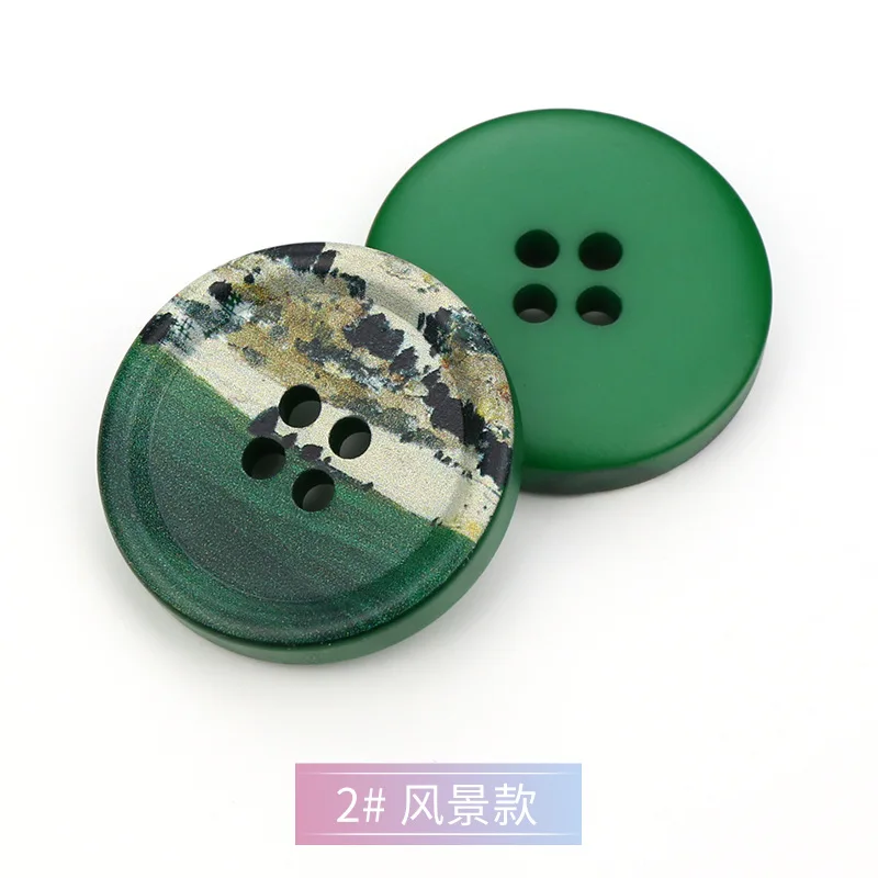 5pcs Resin round 4 holes Buttons landscape print 17mm-34mm Sewing accessories for clothing Decorative Buttons Handmade DIY 3