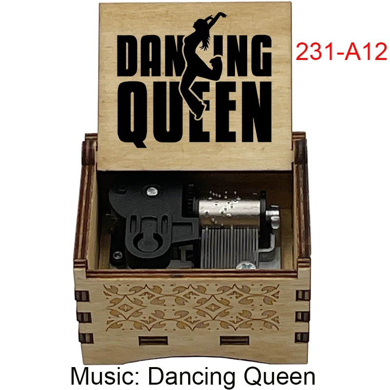 Dancing Queen Wooden Wind Up Music Box Swedish Rock Band Song Special Musical Gifts for Fans Friends Family Birthday Festival 6