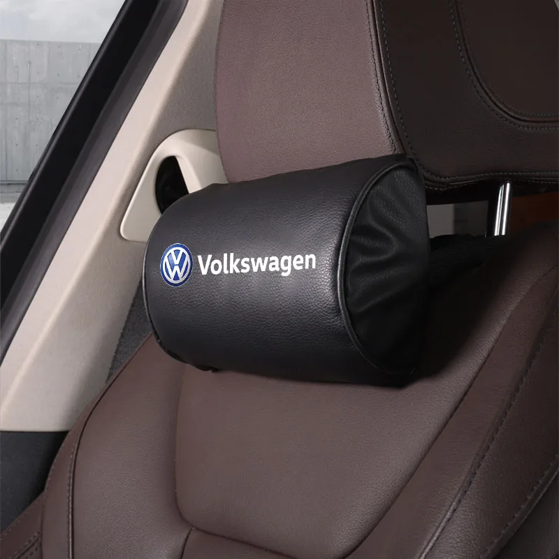 고급 가죽 자동차 헤드레스트 시트 헤드 필로우 목 지지대 VW GTI 폴로 골프 파사트 티구안 아르테온 투아렉 타이고 캐디 ID.3용