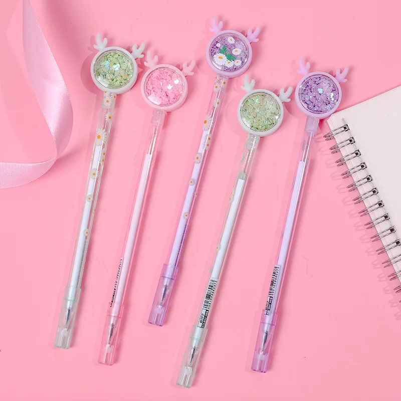 

Kawaii Gel Pen School Office Supply Novel Creative Deer Glitter Recreation Cute Gel Pen School Supplies Korean Stationery