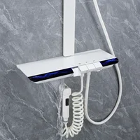 White Piano Bathroom Digital Shower Set 12 Inch Rain Shower Head Hot Cold Bathroom Faucet Square Digital Piano Shower System Arm 2