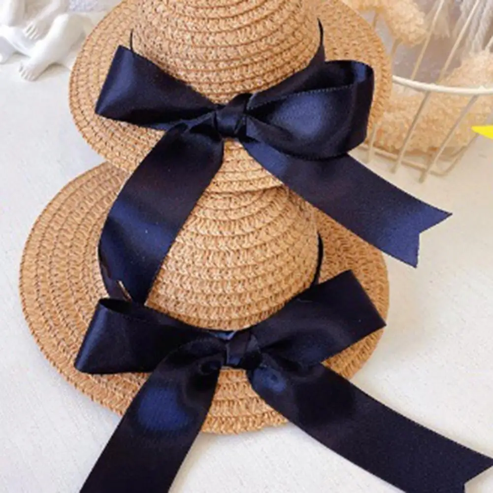 

Cat Hat Stylish Fine Workmanship Eye-catching Pet Cat Dog Bowknot Beach Hat Pet Accessories Dog Hat Pet Straw Hat