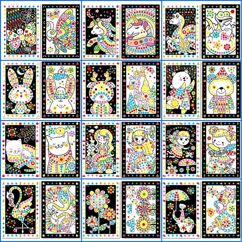 10 Sheets/Lot Funny Puzzle Dot Stickers For Kids Cute Cartoon Animal Drawing Mosaic Sticker Children Early Educational Patience 3