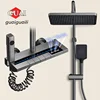 Space Aluminum Shower System,LED display Matte Gray Pressurized Shower Bath Shower Set Home Bathroom Drizzle System Set 1