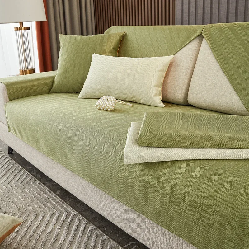 Ice Silk Sofa Cushion Summer Summer Cool Cushion Cushion 2023 New Anti slip Backrest Full Cover Cloth Towel Set 3