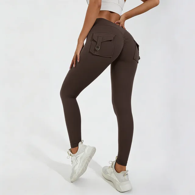 Leggings de sport 2026 pour femme avec poches, taille haute, effet push-up, pour yoga et entraînement, effet seconde peau, XP89