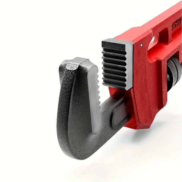 12inch / 8inch Heavy Duty Straight Pipe Wrench, Adjustable Aluminum Plumber Wrench with Floating Hook Jaw and I-Beam Handle, Red 3