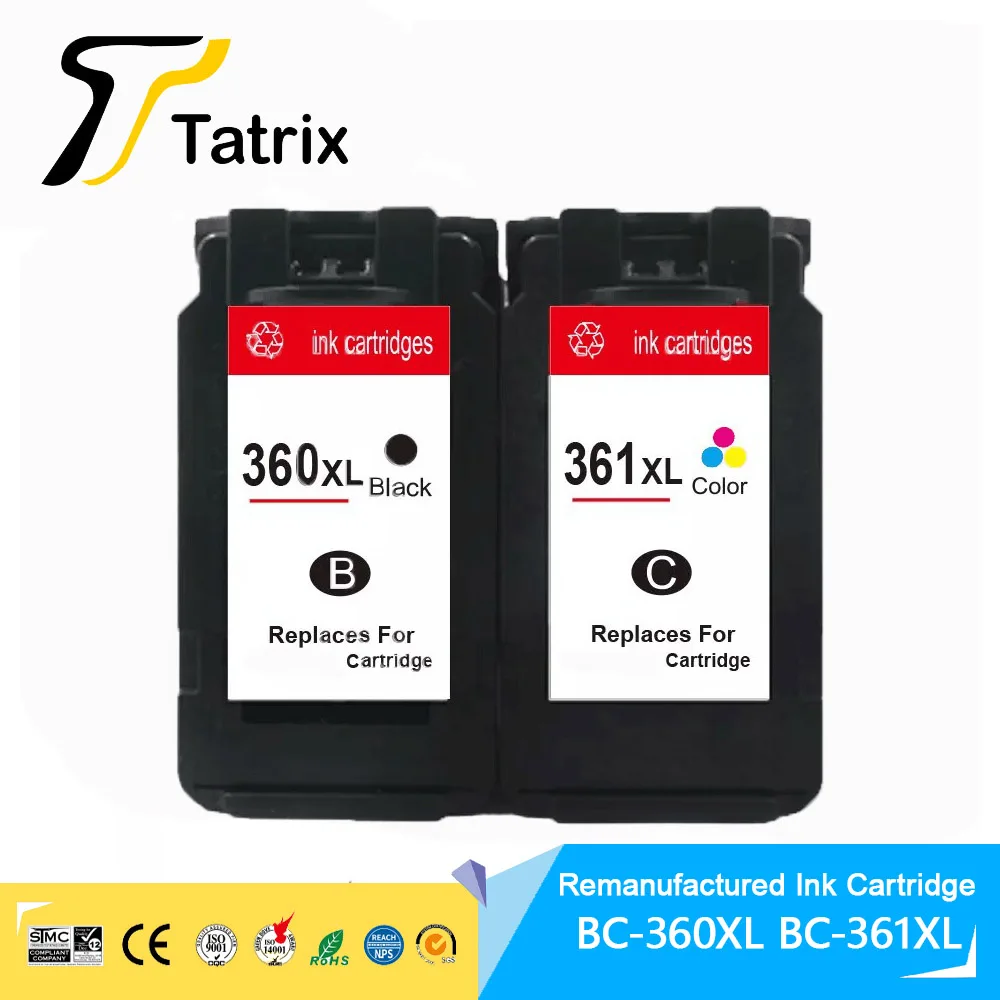 Tatrix Bc360 Bc361 Bc360Xl Bc361Xl Cartuccia Di Inchiostro Rigenerata Per Canon Pixma Ip2850 Mx495 Mg2950 Mg2550 Mg2450 Stampante