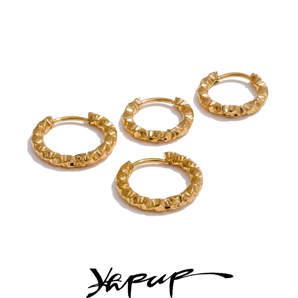Yhpup 20/15mm Round Hoop Earrings Women Minimalist Stainless Steel