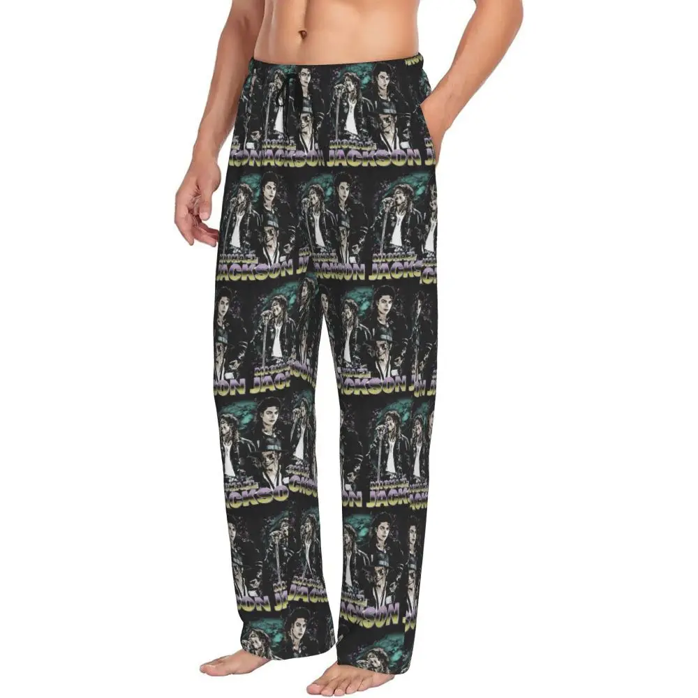 Custom Michael Jackson Pajama Pants Men Sleepwear Sleep Lounge Bottoms with Pockets