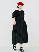 imakokoni 2022 Original Summer Pure Cotton Black Dress Cherry Blossom Dress Simple Girly Long Skirt for women white dress 223588