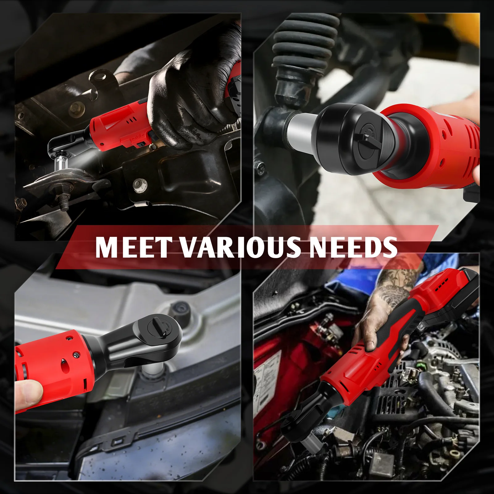 3/8" Brushless Ratchet Wrench 0-300RPM 60NM Electric Ratchet Wrench Set Car Main
