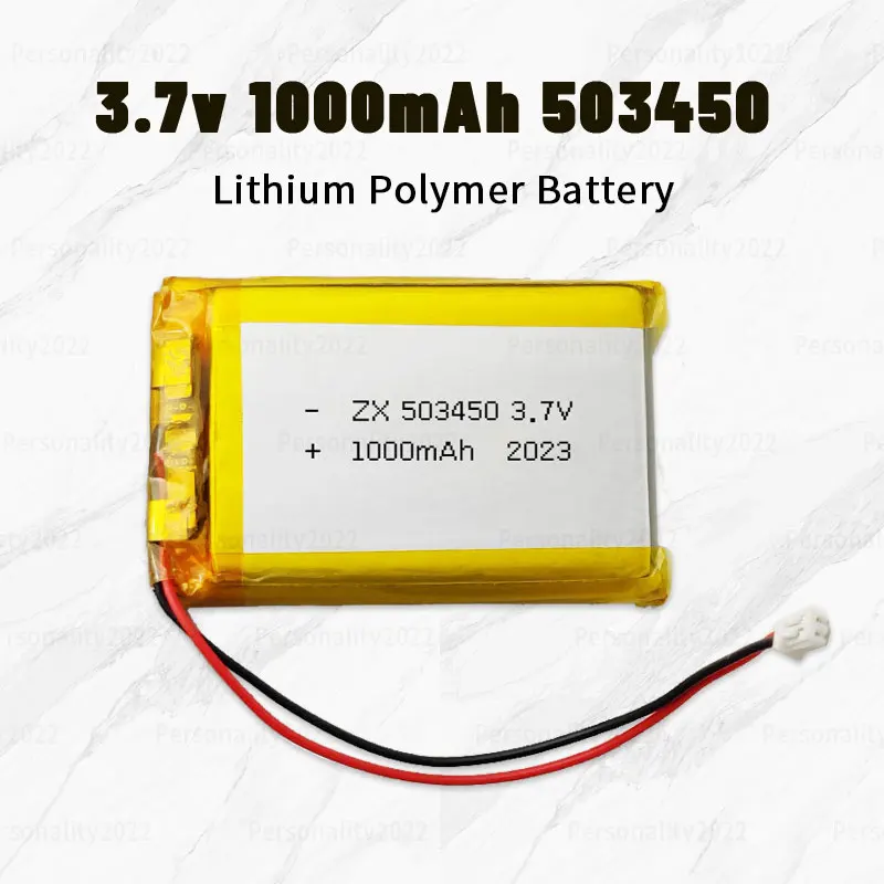 Batteria Lipo 503450 3.7V 1000mAh, Celle Ricaricabili al Litio Polimero per Tablet, Navigatori, Addestratori per Cani, Toelettatori
