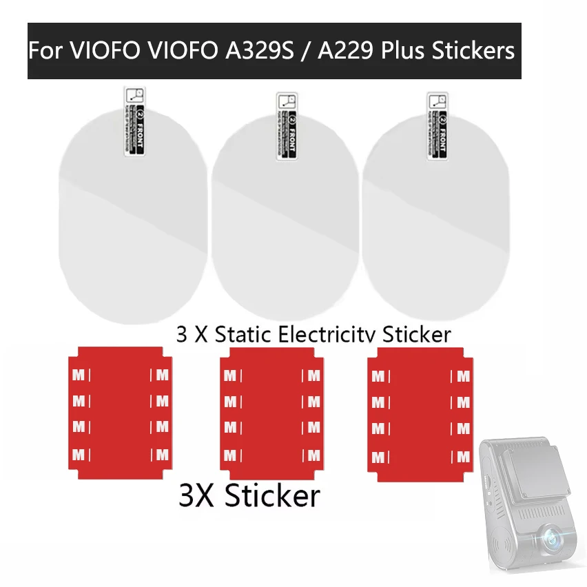 עבור VIOFO A329S / A229 Pro / A229 Plus סרט ומדבקות סטטיות עבור מצלמת אחורית VIOFO מדבקות סטטיות 3 יחידות
