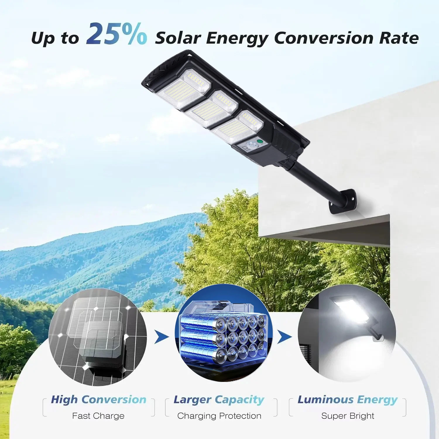 مصابيح شمسية في الهواء الطلق قوية مع إضاءة مستشعر...