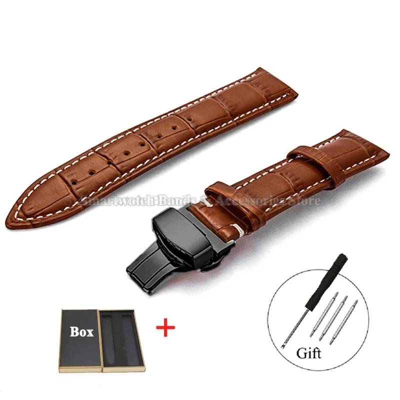 Premium Leather Watch Strap with Universal Butterfly Clasp (Multiple Sizes Available)