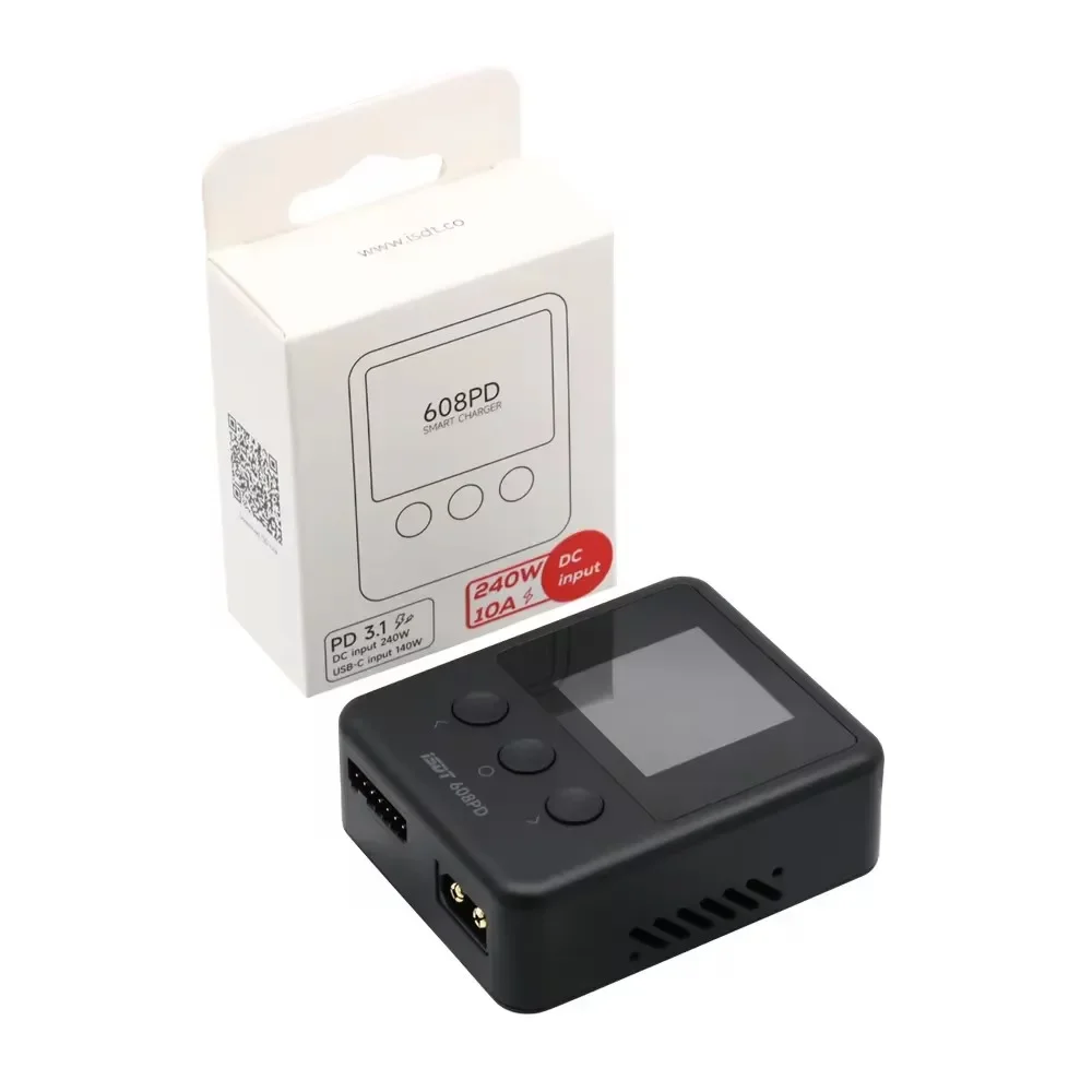 ISDT 608PD Lipo Balance Charger Разрядное устройство 240 Вт/10 А постоянного тока и 140 Вт/5 А PD Интеллектуальное цифровое зарядное устройство для LiPo/LiFe/LiHV RC аккумуляторов - image 1 of 6