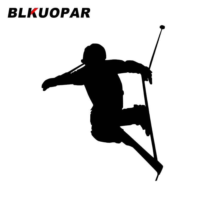 

BLKUOPAR Sport Ski Athlete Leap Silhouette Car Sticker Personality Decal Air Conditioner Windows Die Cut Laptop Bumper Car Goods