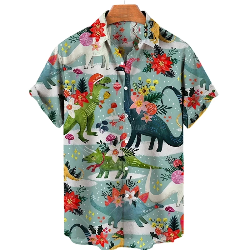 thumbnail image 1 of Camiseta informal vintage con estampado de animales hawaianos para hombre, camisas de manga corta con estampado de leopardo en 3D, blusas estilo Harajuku para fiestas navideñas, 1 of 5