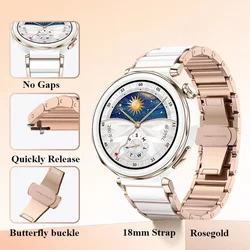 Bracciale in Ceramica Elegante da 18mm con Chiusura a Farfalla - Cinturino di Ricambio Premium